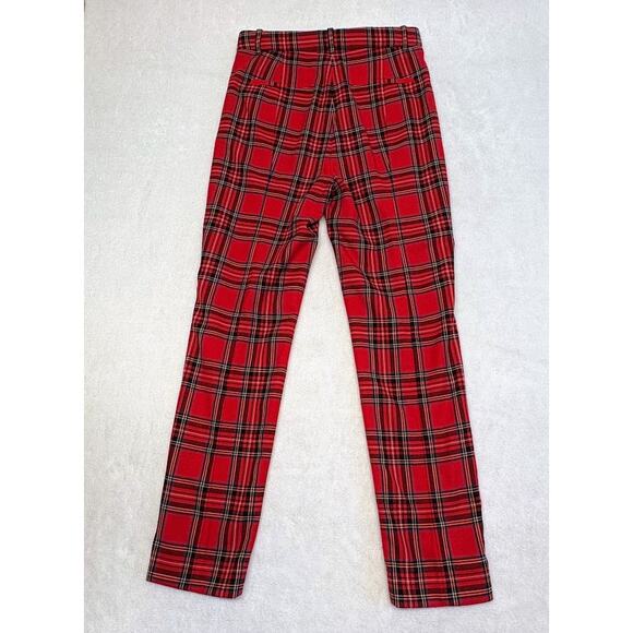 J. Crew High Rise Cameron Red Tartan Plaid Wool Pants Women's Size 4T TALL - Picture 4 of 12